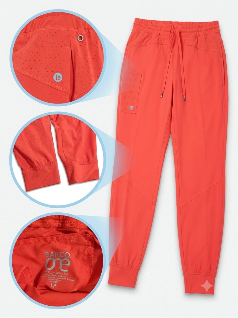 Barco Uniforms Womens Orange Neon Jogger Pants